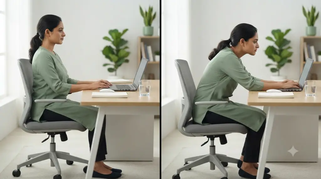 Comparison of upright and slouched sitting posture