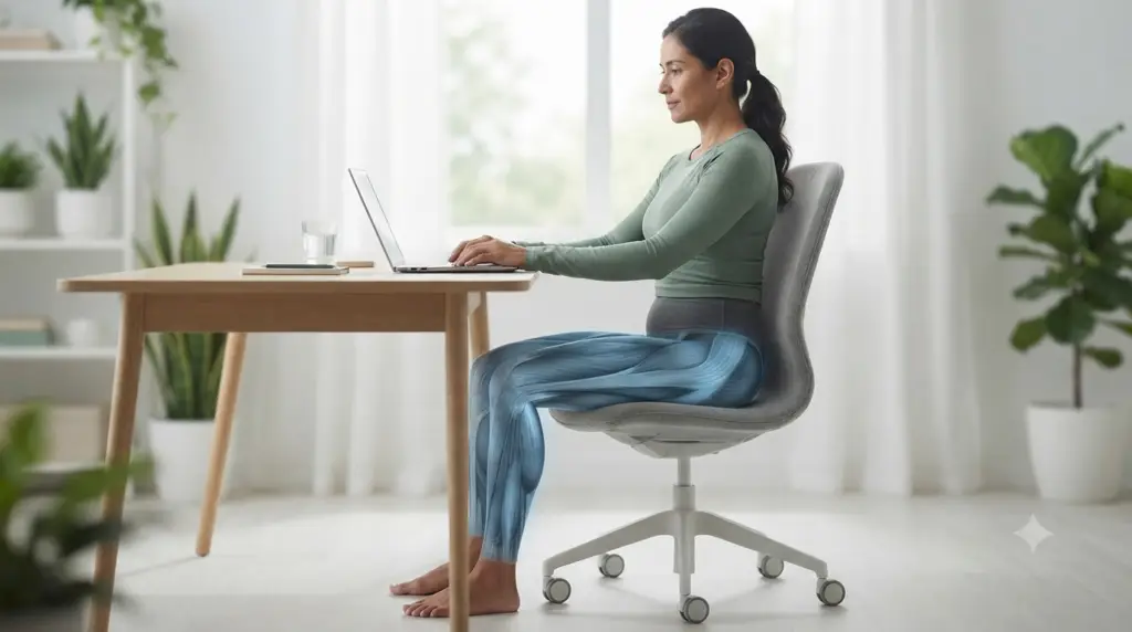 Lower-body muscles remain inactive while sitting